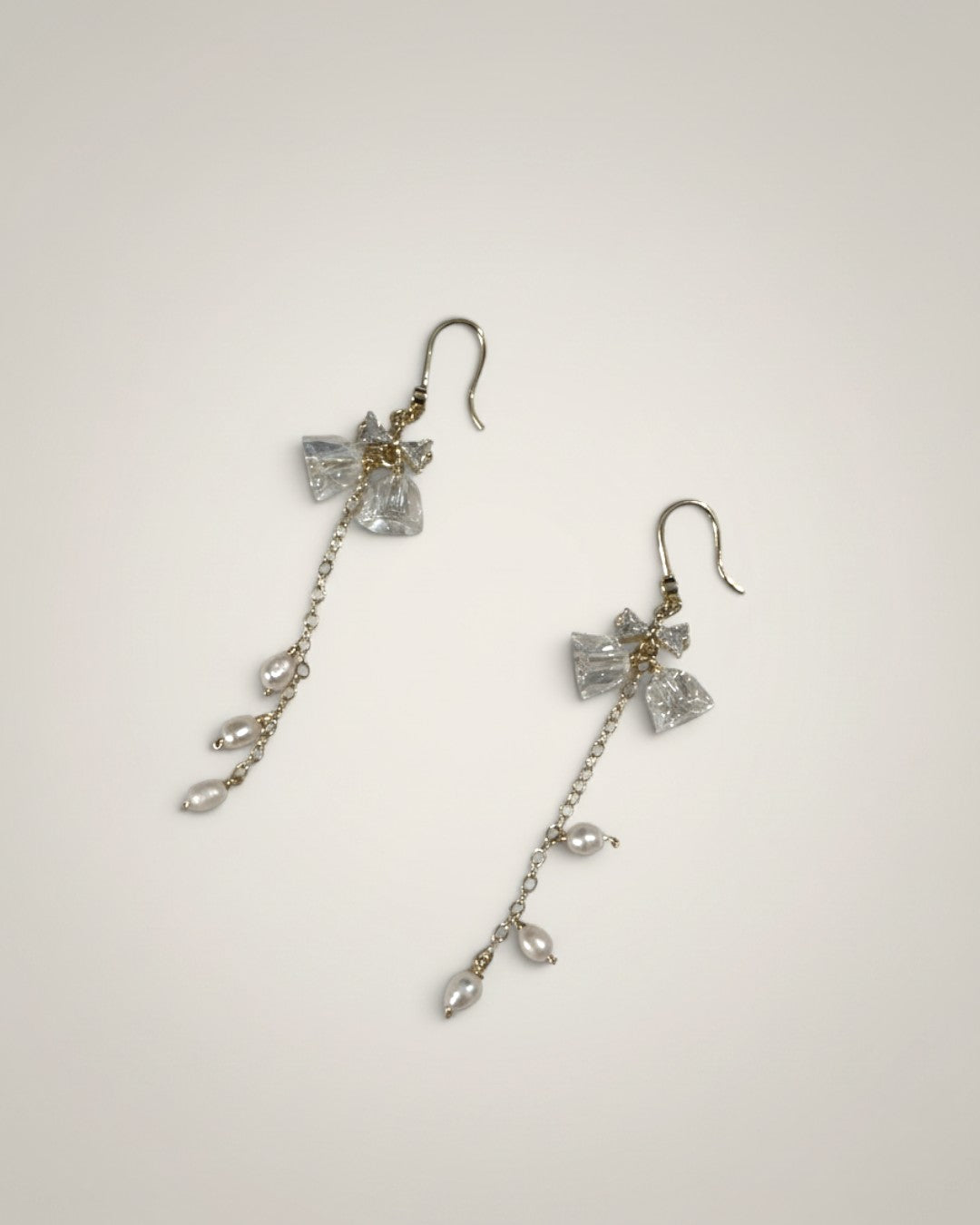 Glass Bells Freshwater Pearls Hook Dangle Earrings