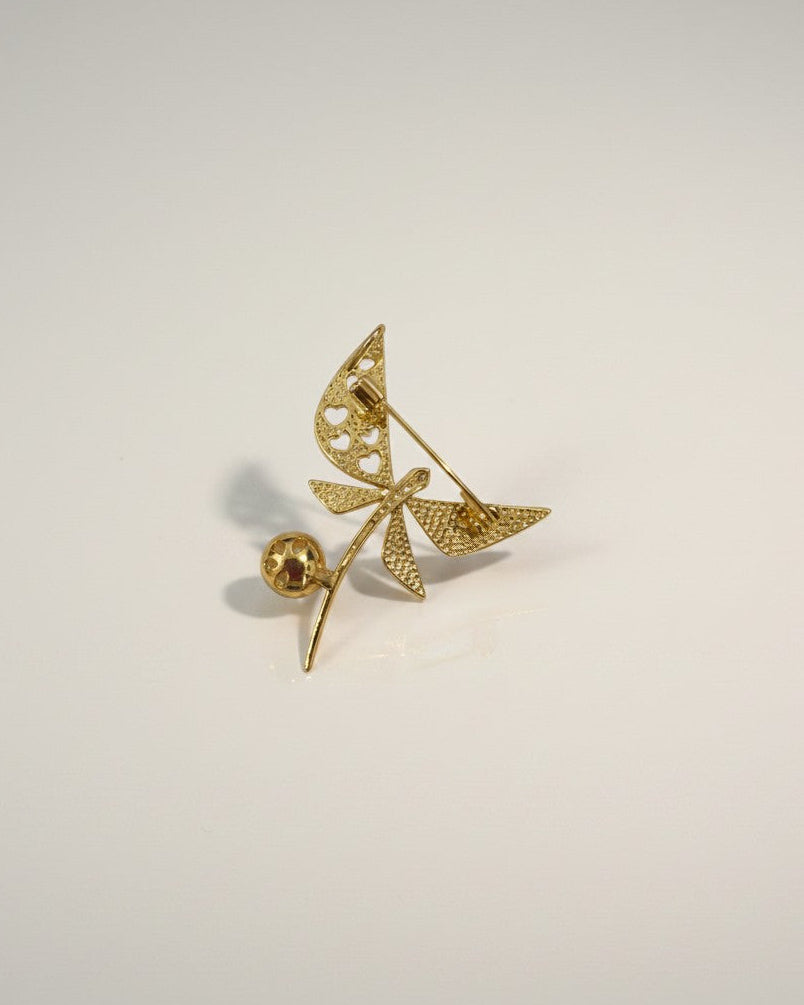 Golden Dragonfly Moonstone Freshwater Pearls Brooch & Pendant 2-in-1