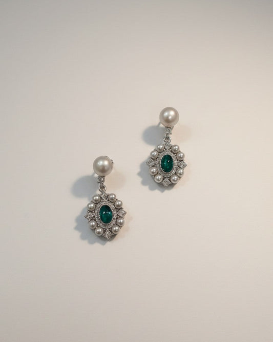 Royal Green Freshwater Pearls Stud Earrings