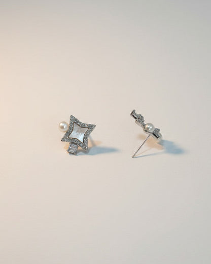 Starry Moonstone Freshwater Pearls Stud Earrings