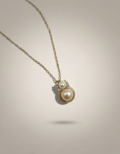 Double-Pearl Bow Necklace Freshwater Multicolor Pearls